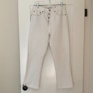 RE/DONE HIGH RISE STOVE PIPE WHITE JEANS